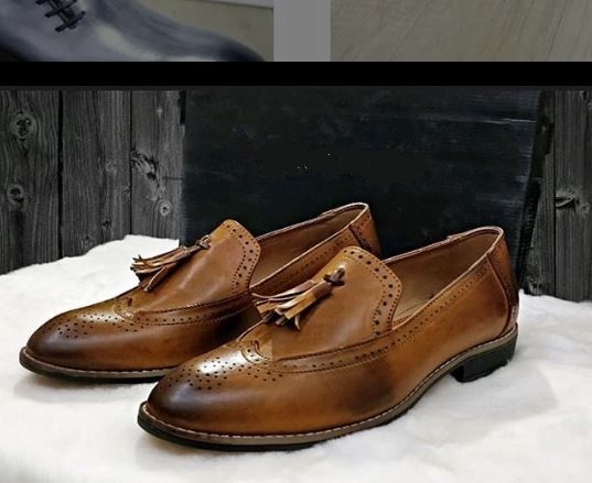HANDMADE LEATHER LOAFERS FOR MEN, MEN BROWN SLIP ONE'S, DRIVING SHOES