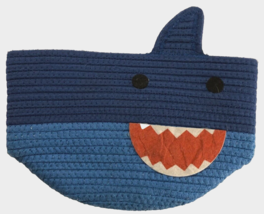 $10 Shark Animal Rope Basket Oval Blue Toys Thick Sturdy Storage Container Tag - $7.41