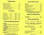 Tommy&#39;s Country BBQ and Bagels Menu Spring Creek Parkway Plano Texas - £10.88 GBP