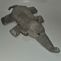 Aurora Baby Gray Elephant Plush 16&quot; Long Lovey White Polka Dots Sewn Eye... - £23.70 GBP