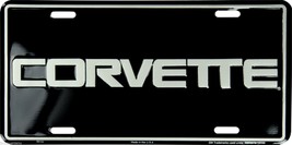 Chevy Corvette Gray on Black 6&quot; x 12&quot; Embossed Metal License Plate Tag - £5.49 GBP
