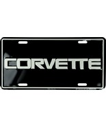 Chevy Corvette Gray on Black 6&quot; x 12&quot; Embossed Metal License Plate Tag - £5.55 GBP