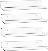 Cerpourt Acrylic 15&quot; Invisible Bookshelf, Set Of 4, Clear Bathroom Storage - £28.49 GBP