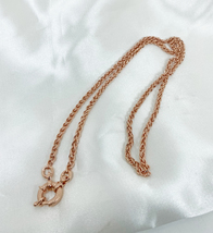 Pink Gold Plated Wheat Necklace 925 Sterling Silver, Handmade Unisex Necklace - £116.27 GBP+