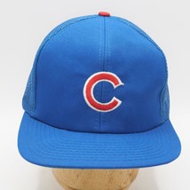 Vintage Chicago Cubs Blue Mesh Trucker Adjustable Snapback Hat Cap NWT - £61.78 GBP