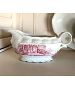 Taylor Smith Taylor Pink Red Transferware Castle Gravy Boat Vintage Anti... - $1,121.26 MXN