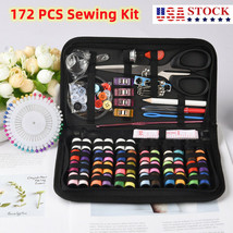 172pc Sewing Kit Thread Threader Needle Tape Measure Scissor Thimble Hom... - $15.99