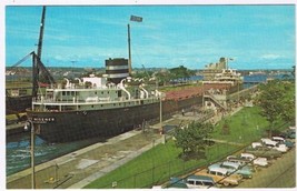 Postcard Canadian Ore Carrier MacArthur Lock Sault Ste Marie Michigan - $4.94
