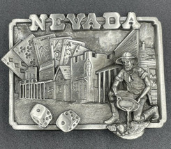 Nevada Belt Buckle 3D Image Heavy Gold Miner Dice Card Casino 1982 Siskiyou - $19.34