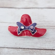 Vintage Brooch - Red Hat with Purple Bow - One Missing Gem - £7.41 GBP