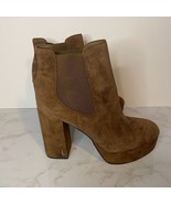 Sam Edelman Chelsea Suede Brown Platform Heel Boots Size 9 Fall Autumn Chic - $38.69