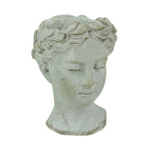 Weathered Gray Greek Lady Statue Wall Mount Cement Head Planter 6 Inches High - £22.96 GBP