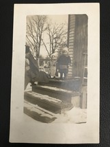 Early 1900&#39;s B&amp;W AZO Postcard - Snow Porch Babies - $3.55