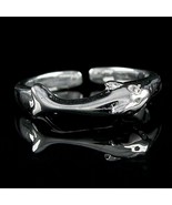 0.01 CT Round Cut Natural Moissanite Dolphin Toe Ring 14K White Gold Pla... - $44.37