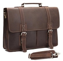 Vintage Crazy horse Genuine Leather men Briefcase Business bag Men - £168.25 GBP