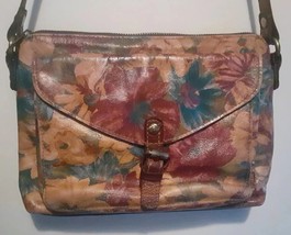Patricia Nash Avellino Floral Veg Tan Genuine Leather Cross Body Purse C - $21.43