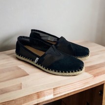 TOMS Womens Shoes Size 6 Alparagata Classic Black Mesh Suede Slip-On Espadrille - £17.90 GBP