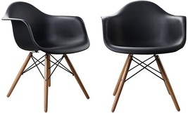 Set of 2 Mid Century Modern Molded Dining Arm Chair Eiffel Style Beech Wood Legs - £143.84 GBP