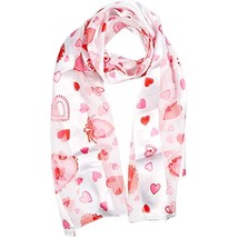 Print light weight Satin Scarves for women, silk feel wrap, Heart, Pink ... - £11.67 GBP