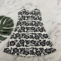 Cozy Womens Vintage Y2k Hawaiian Print Sundress Size L Black White Tropical - £20.30 GBP