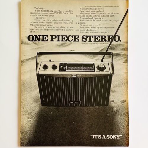 Vintage 1970&#39;s Sony MR-9400 One Piece Portable Stereo Radio Magazine Pri... - $6.62