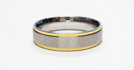 Stainless Steel Stamped Ring 6mm, Gold Edge - £2.36 GBP+