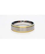 Stainless Steel Stamped Ring 6mm, Gold Edge - $24.64 CAD