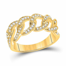 14kt Yellow Gold Womens Round Diamond Curb Cuban Link Band Ring 1/3 Cttw - £827.84 GBP