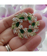 4Ct Marquise Cut Green Emerald/Diamond Women&#39;s Brooch Pin 925 Silver Gol... - €155,32 EUR