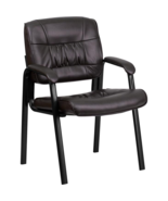 Executive Brown LeatherSoft Reception Chair with Black Metal Frame - $225.74