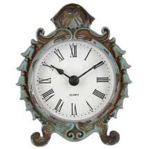 Table Clock Mantle Clock Chic Vintage Style Small Shabby Teal Clock Ornate - £14.86 GBP