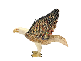Eagle Bird Paper Sculpture Origami Magazine Papier-Mache Prison Art Colorful Vtg - £47.70 GBP