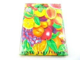 Vintage WC Design Tablecloth 1991 52 x 90 Polyester Backing Fruit Design... - $39.59