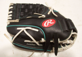 Rawlings Fastpitch Glove WFP115MT Black &amp; Teal Leather 11.5&quot; Left Hand T... - £11.59 GBP