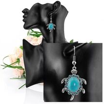 Clearance Sale!Beautiful Turquoise Sea Turtle Dangle Blue Rhinestone Ear... - $10.00