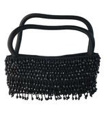 Little Black Formal Evening Purse Beaded Handbag Fabric 8.5 x 3.5 With H... - £31.24 GBP