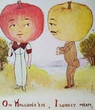 Halloween Postcard Anthropomorphic Dressed Apple Head People Fantasy AMC Owen - £90.90 GBP