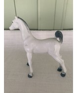 Vintage 1975 Imperial Toy White Horse Black Hooves Feet Tail 5” Hard Rubber - $8.00