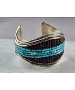 Vintage Estate Sterling Silver Turquoise Heishi Navajo Cuff Bracelet 82.... - $16,584.58 MXN