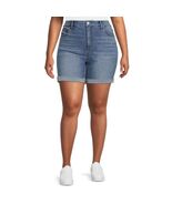 Terra &amp; Sky High Rise Curvy Stretch Cuffed Medium Wash Denim Shorts plus... - $18.96 CAD