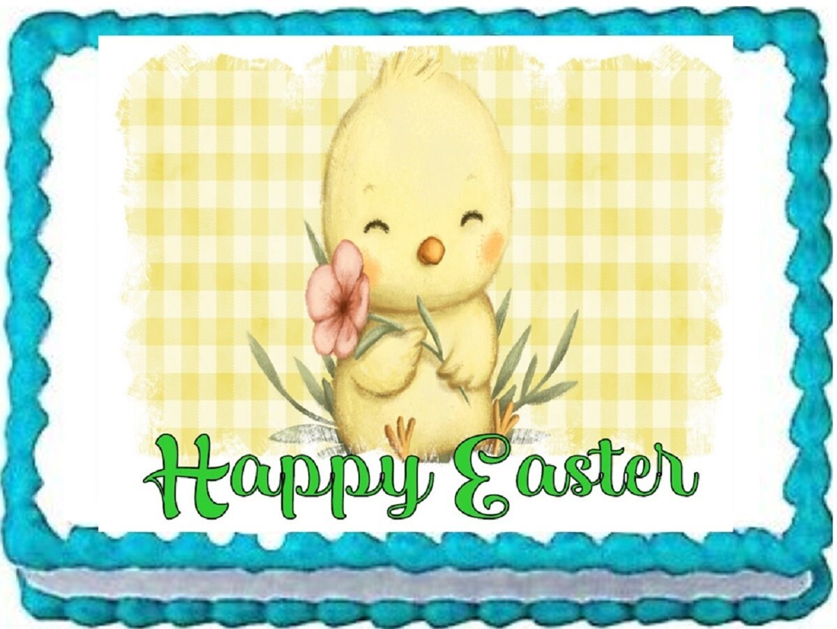 Easter Chick Image Birthday  Baby Shower Cute Cake Topper Decoration Fro... - $9.47