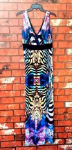 Maxi Halter Top Summer Dress Multi Vibrant Colors Size 12 - $20.57