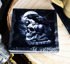 Ebros Gothic Edgar Poe Raven Crow Nevermore Cork Backed Ceramic Coasters 4 Piece - £21.69 GBP
