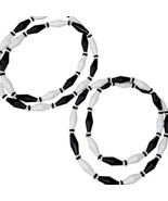 Vintage Retro Long Geometric Black White Beaded Necklaces Set Of 2 28&quot; - £19.25 GBP