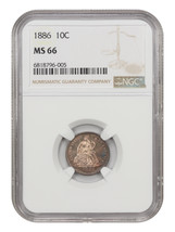 1886 10C NGC MS66 - £728.65 GBP