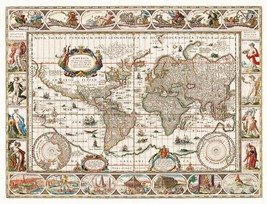 11240.Decoration Poster.School Wall decor.1635 World map hemispheres.His... - $16.20+