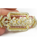 **ESTATE 18K YELLOW GOLD 1.20CT RUBY 65PTS DIAMOND PENDANT BROOCH 8.9 GRAMS - $44,006.76 MXN