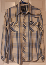 Vintage Jordache Blue Plaid Mens Western Snap Shirt Size Small Long Sleeve 90&#39;s - £13.95 GBP