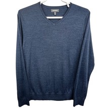 Bonobos Merino Wool Sweater Blue Size L Slim Fit Long Sleeve V-Neck Pullover Top - £25.35 GBP