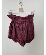 Urban Outfitters Medium M Red Purple Striped Paper Bag Shorts Hippie (#5) - $7.84